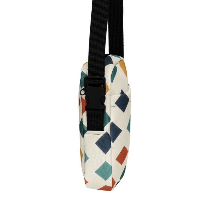 Sac à bandoulière fonctionnel Griffona - Motif losanges ikat