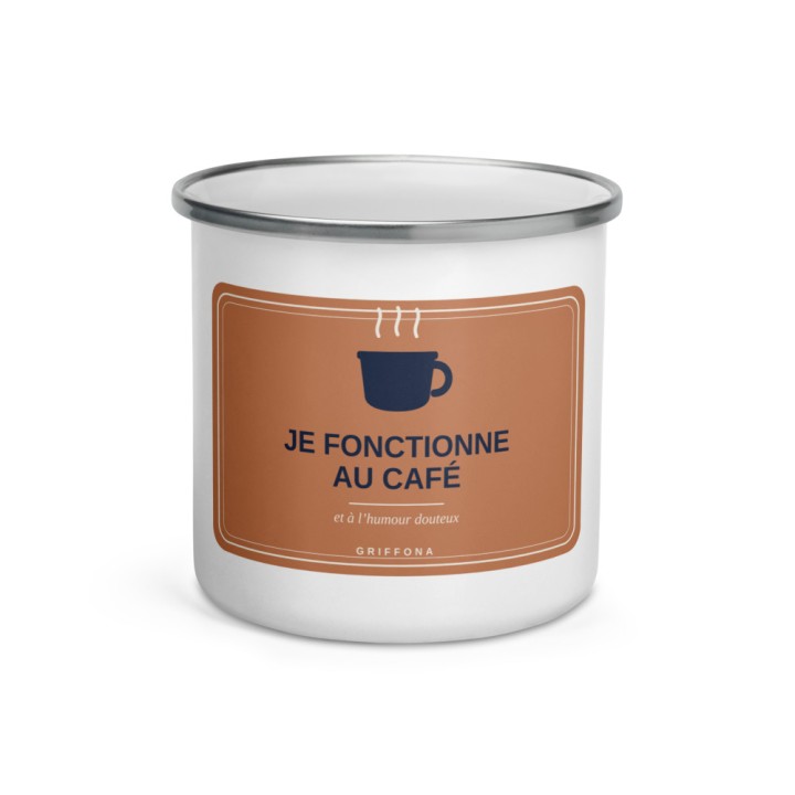 Mug Émaillé Griffona - Je Fonctionne au Café