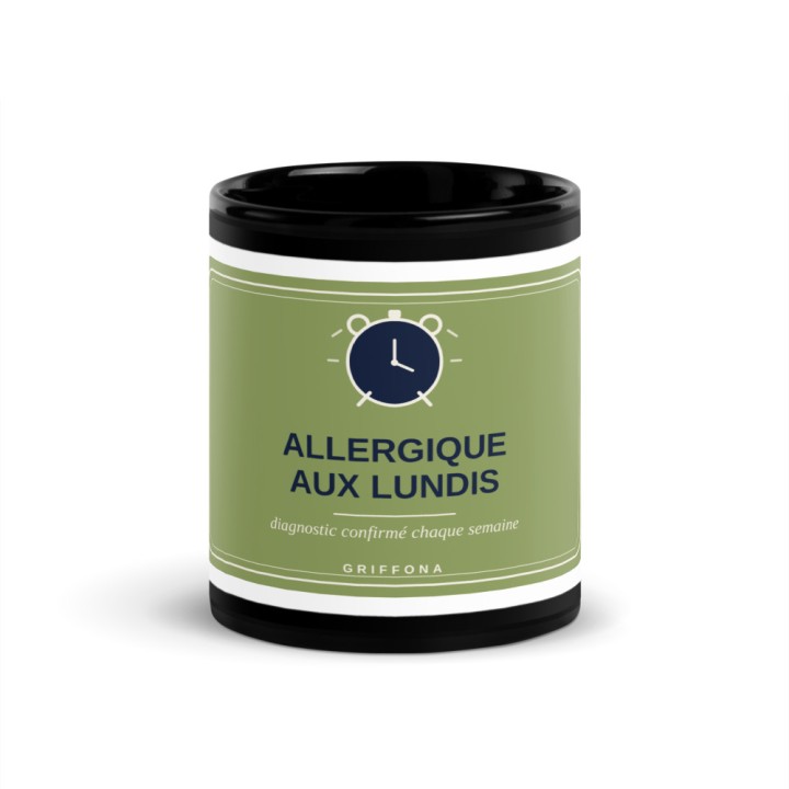 Mug Noir Griffona - Allergique Aux Lundis