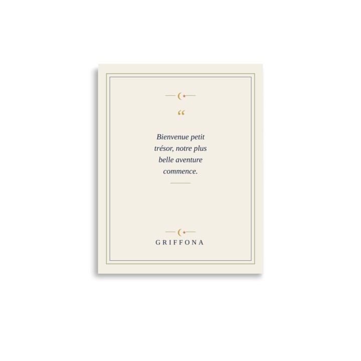 Affiche Citation Griffona - Bienvenue Petit Trésor, Cadeau Naissance Bébé