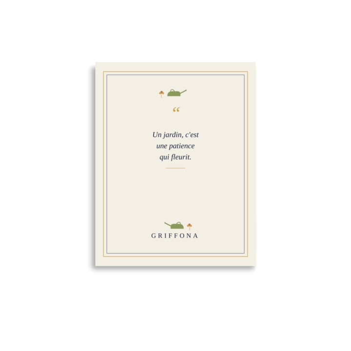 Affiche Citation Griffona - Un Jardin C'est une Patience, Cadeau Jardinage