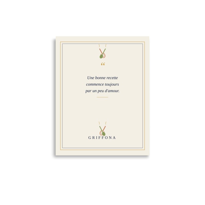 Affiche Citation Griffona - Une Bonne Recette Commence par un Peu d'Amour, Cadeau Cuisine