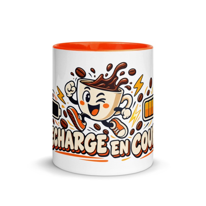 Mug Premium Griffona — Recharge en Cours, Intérieur Orange