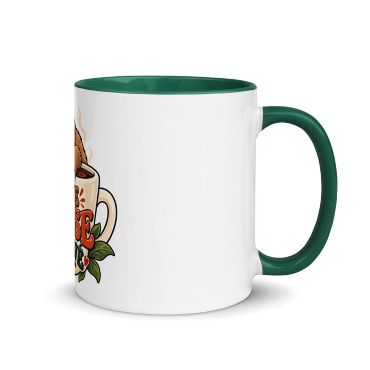 Mug Premium Griffona — Mode Pause Activé, Paresseux Zen, Intérieur Vert Sapin